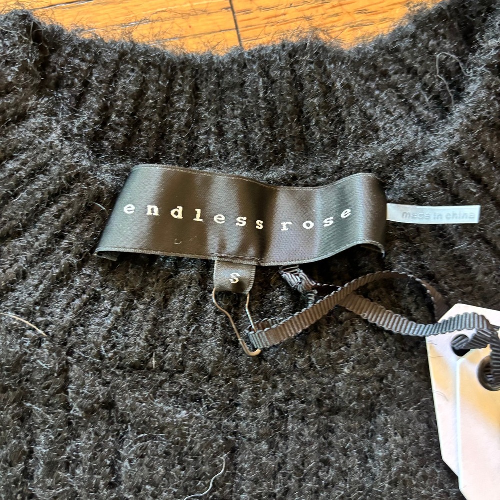 English Factory Endless Rose Striped Cable Knit Sweater Black White Small NWT - Picture 2 of 8